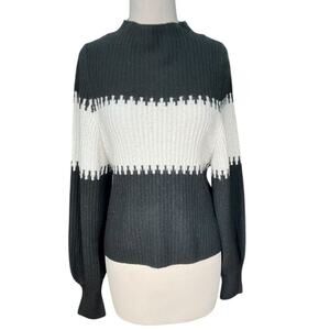 French Connection New Without Tag Black & White Sweater Medium Mock Turtle Neck